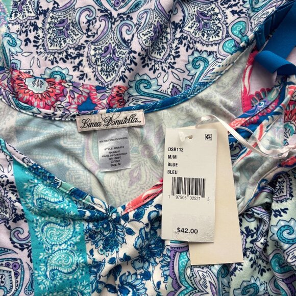 Linea Donatella Women's Blue Printed Sleeveless Chemise / Pajama Dress NWT - Picture 7 of 8